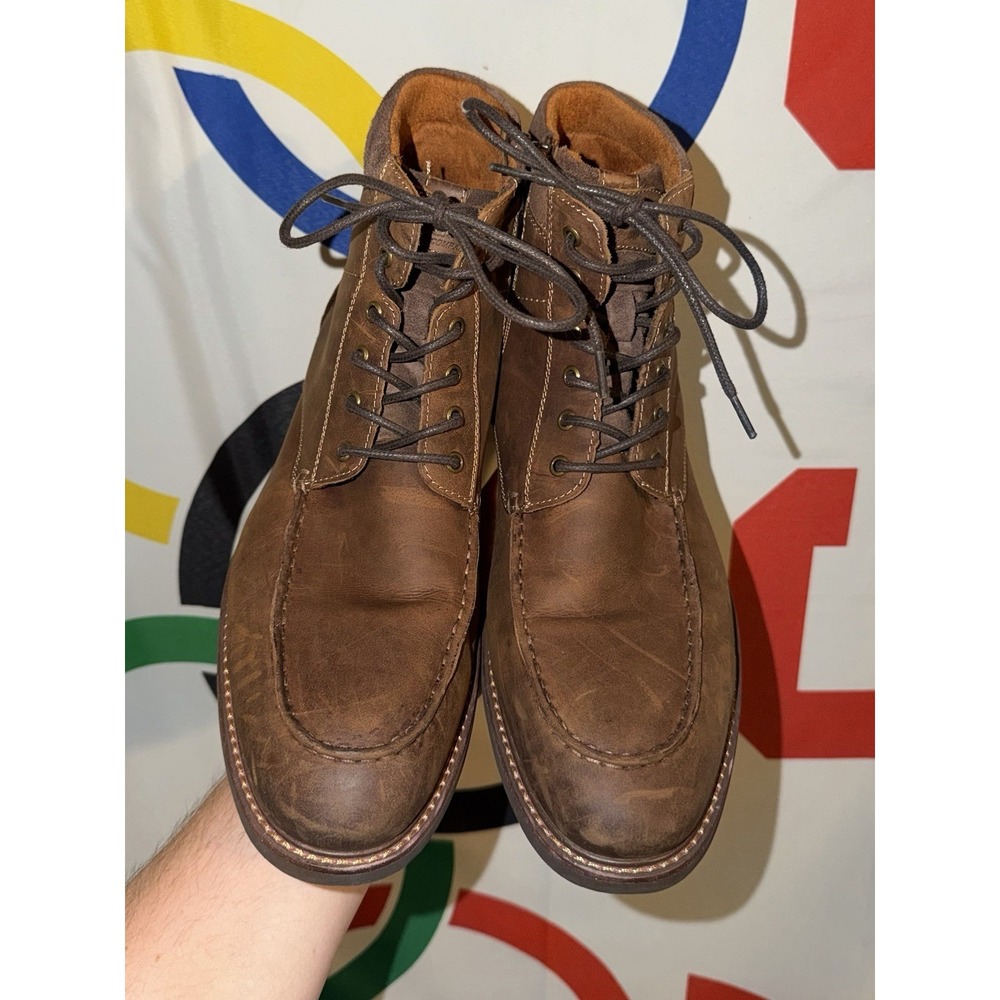 Florsheim Boots Mens 11 Brown Leather Nubuck Ankle Lace Up - Picture 2 of 8
